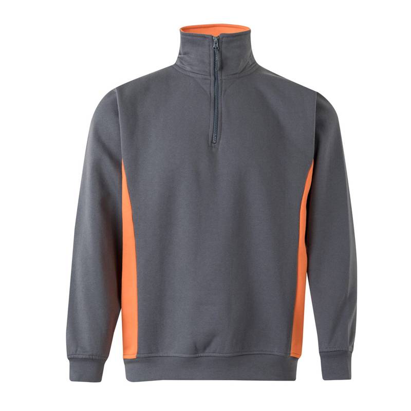 Sudadera bicolor con cuello y media cremallera