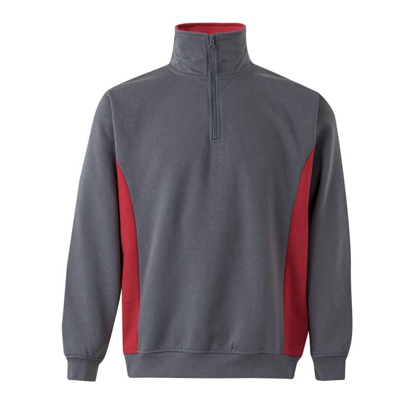 Sudadera bicolor con cuello y media cremallera