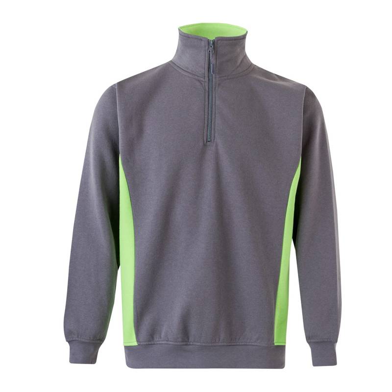 Sudadera bicolor con cuello y media cremallera