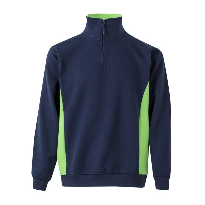 Sudadera bicolor con cuello y media cremallera