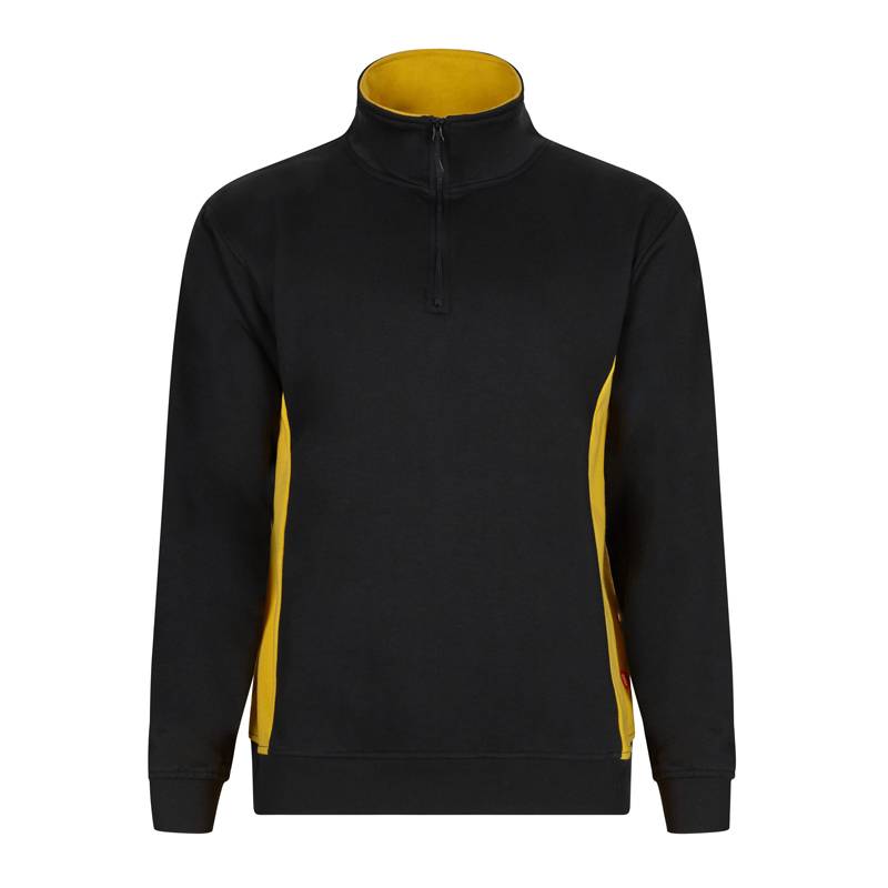 Sudadera bicolor con cuello y media cremallera