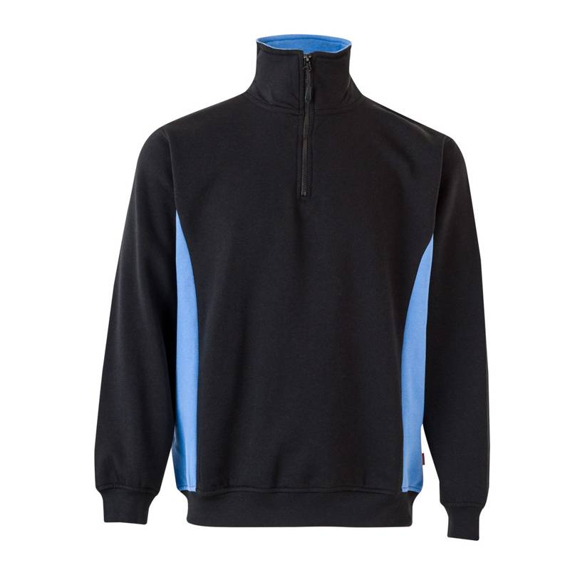 Sudadera bicolor con cuello y media cremallera 105704