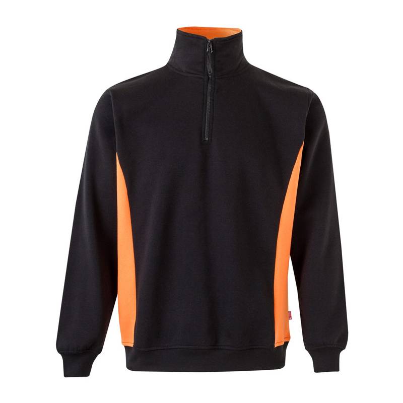Sudadera bicolor con cuello y media cremallera