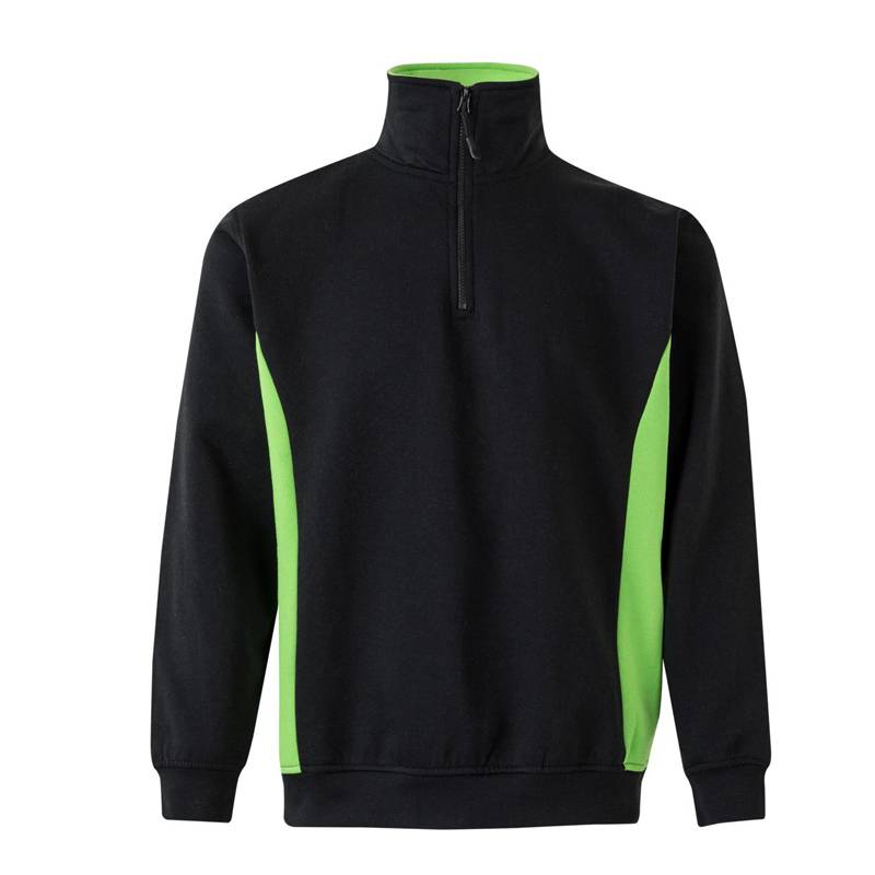 Sudadera bicolor con cuello y media cremallera 105704
