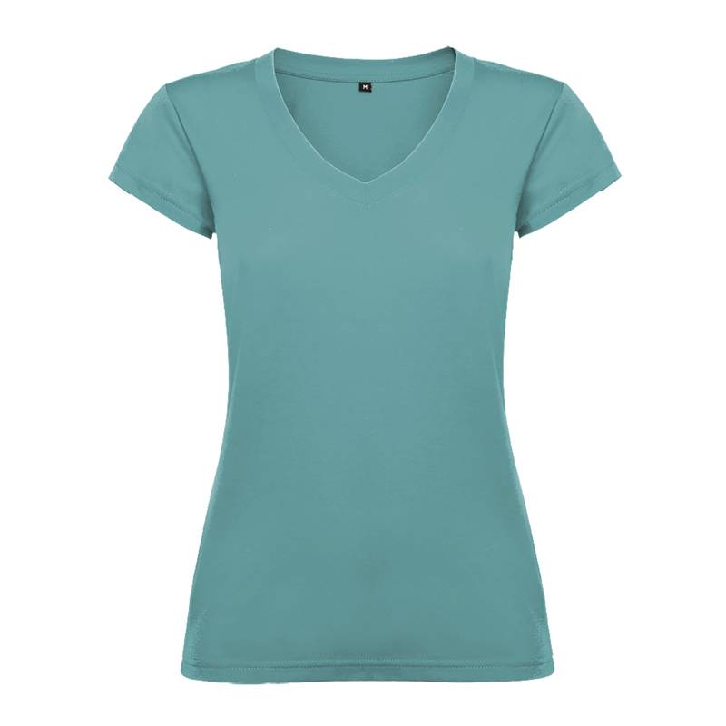 Camiseta algodón cuello pico para mujer