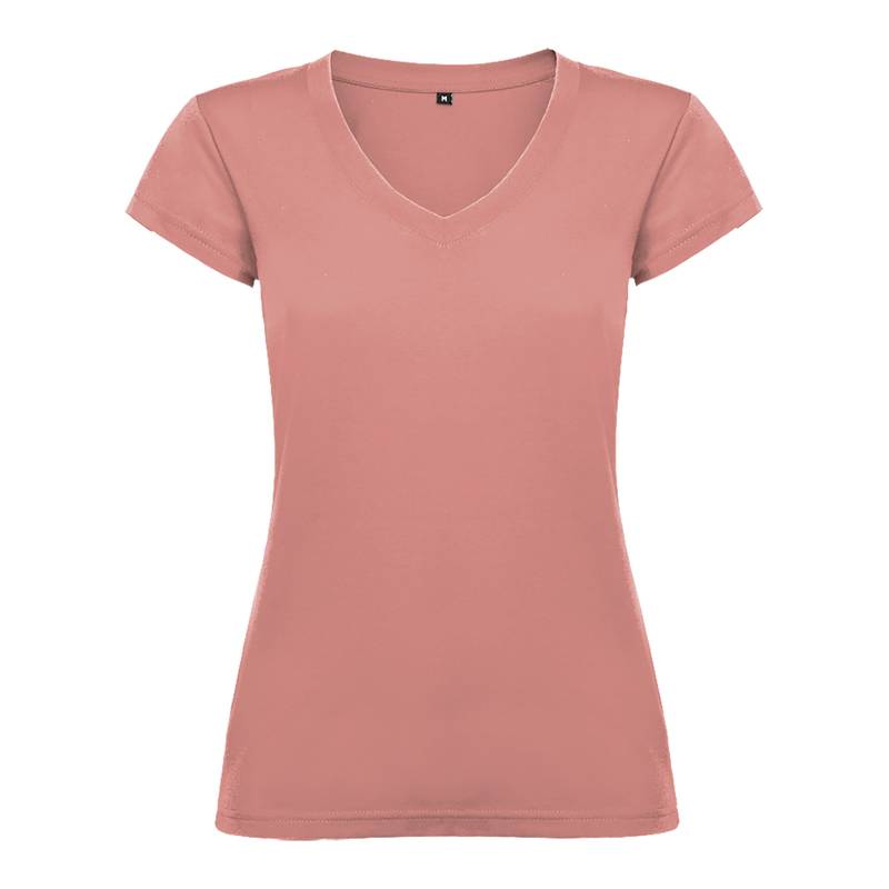Camiseta algodón cuello pico para mujer
