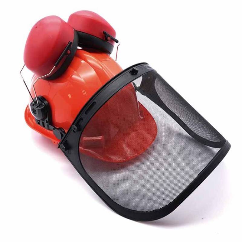 Kit florestal com capacete, viseira em rede e protetores auriculares