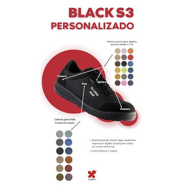 Calzado deportivo de seguridad Black S3 personalización