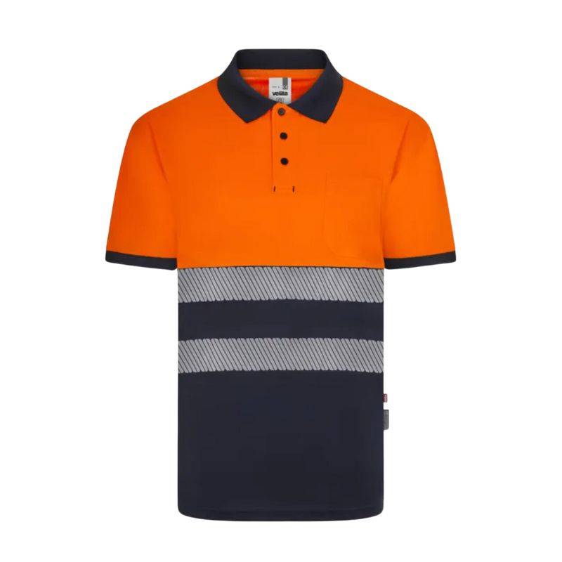 Polo GRS bicolor MC RS Velilla Azul Navy y Naranja A.V