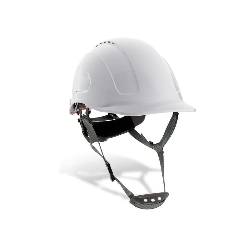 Capacete industrial ABS ventilado com roleta e correia de queixo, Modelo MOUNTAIN 2088-CMV