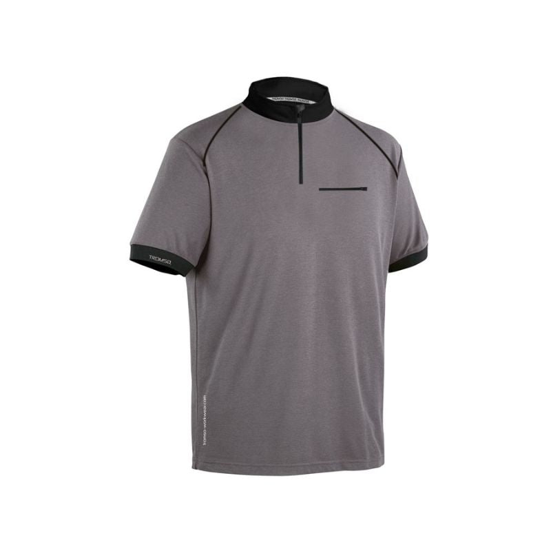Polo técnico de trabajo gris/azul con cremallera y bolsillo – SADIÁS SAFETOP 170