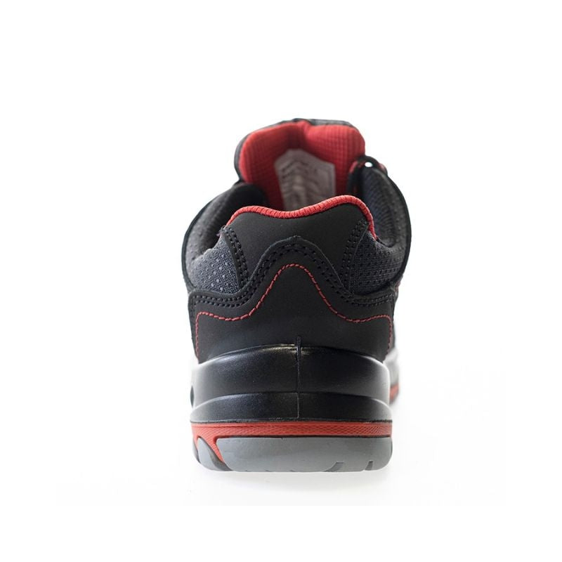 Zapato ESD S3 nobuck negro con detalles rojos, suela HRO 300ºC – BAKIO SAFETOP 250