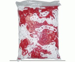 Cadena de plástico blanco/rojo. Bolsa de 25m