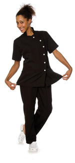 Casaca entallada de manga corta con cuello mao 