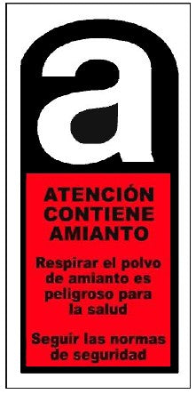 Cartel advertencia peligro de Amianto