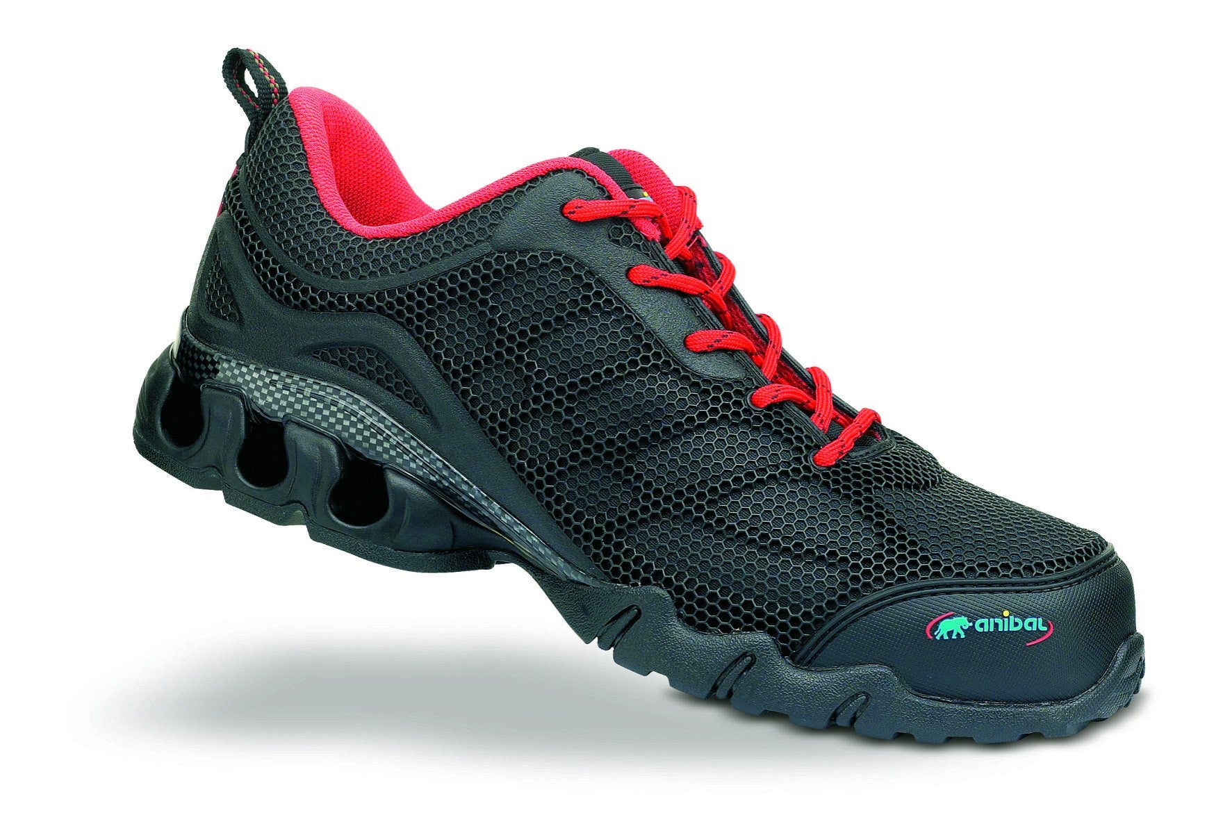 Zapato de seguridad deportivo negro corte inyectado de PU sobre base textil S1P