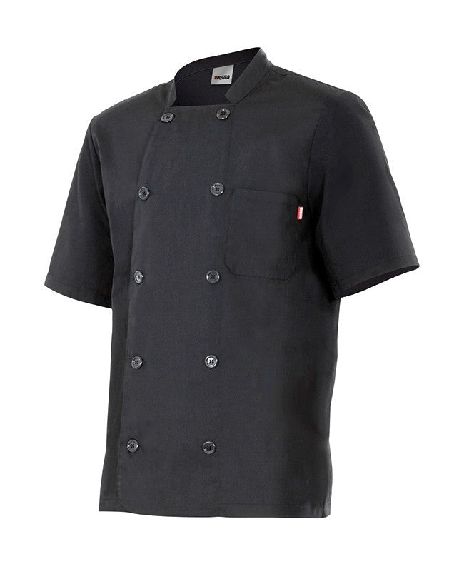 Chaqueta cocinero con cuello tirilla, manga corta, bolsillo en pecho VE432