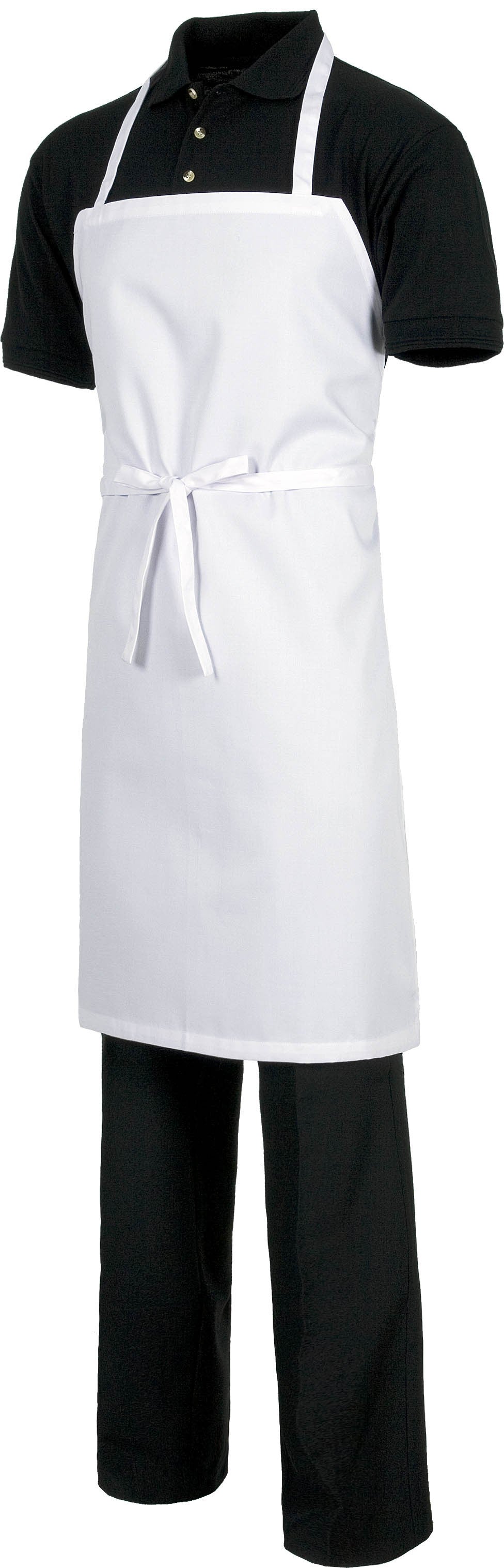 Delantal con peto sin bolsillos. 90x70.  Color blanco.  Talla única. WTM302