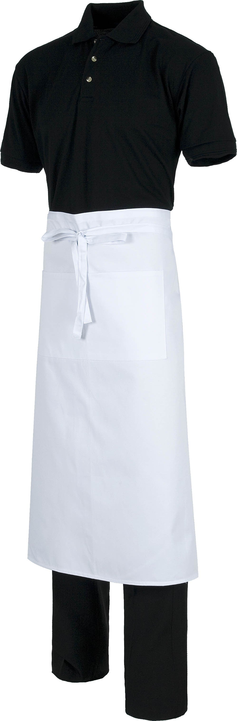 Delantal francés largo sin bolsos. 70x65.  Color Blanco.  Talla única.  100% Algodón. WTM205