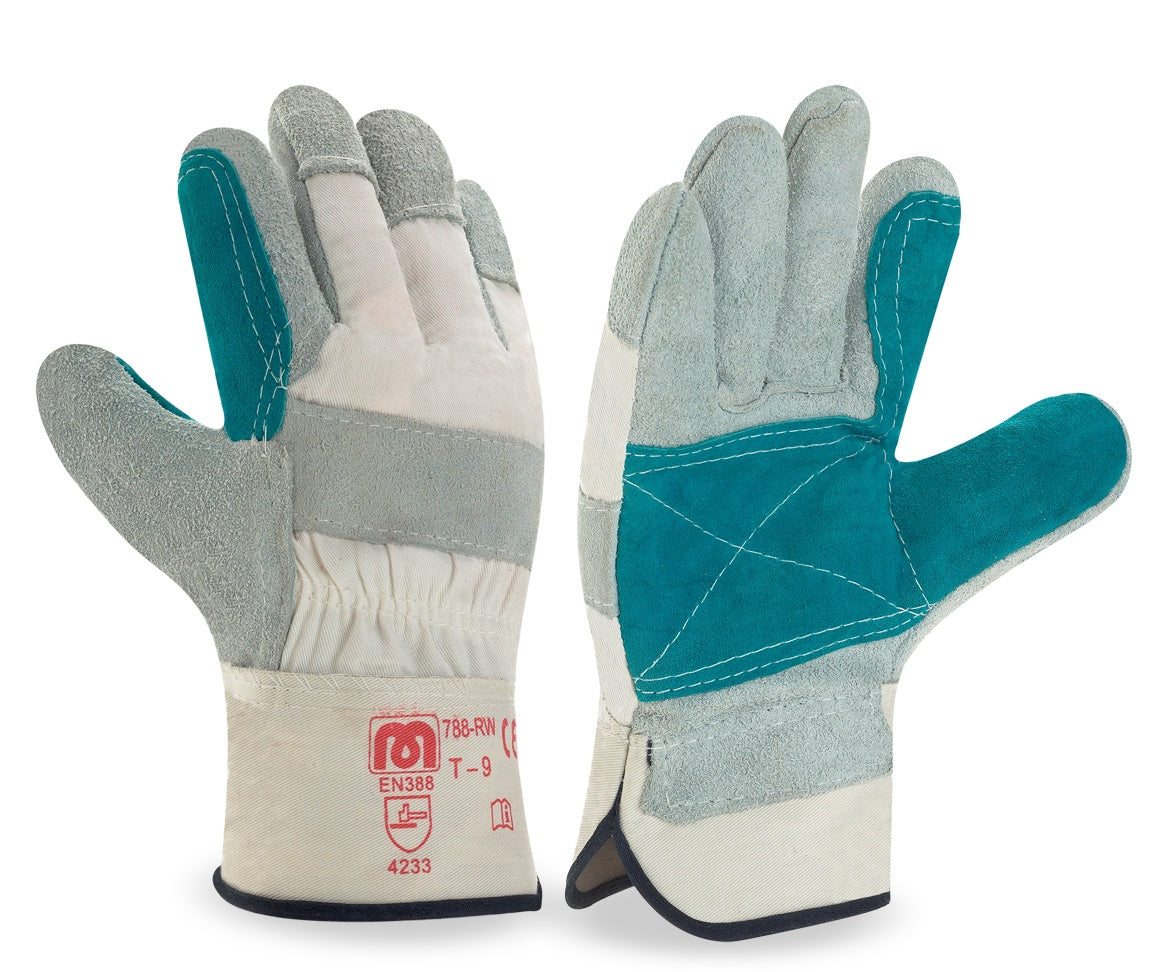 Guante serraje vacuno , lona blanca, reforzado