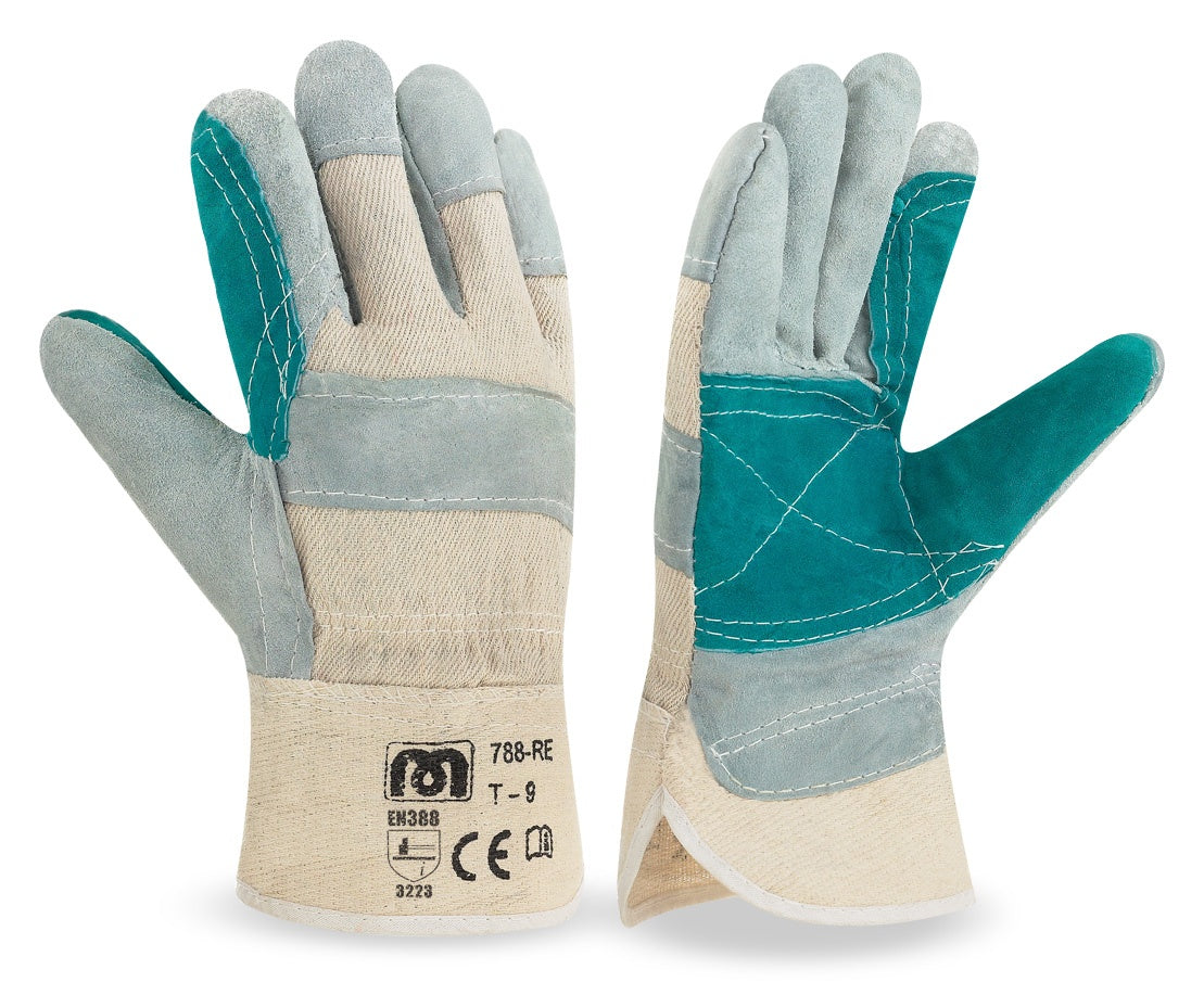 Guante de trabajo  tipo americano mixto de serraje vacuno/lona reforzado
