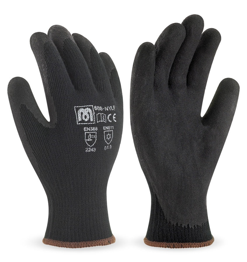 Guante de nylon color negro con recubrimiento de látex