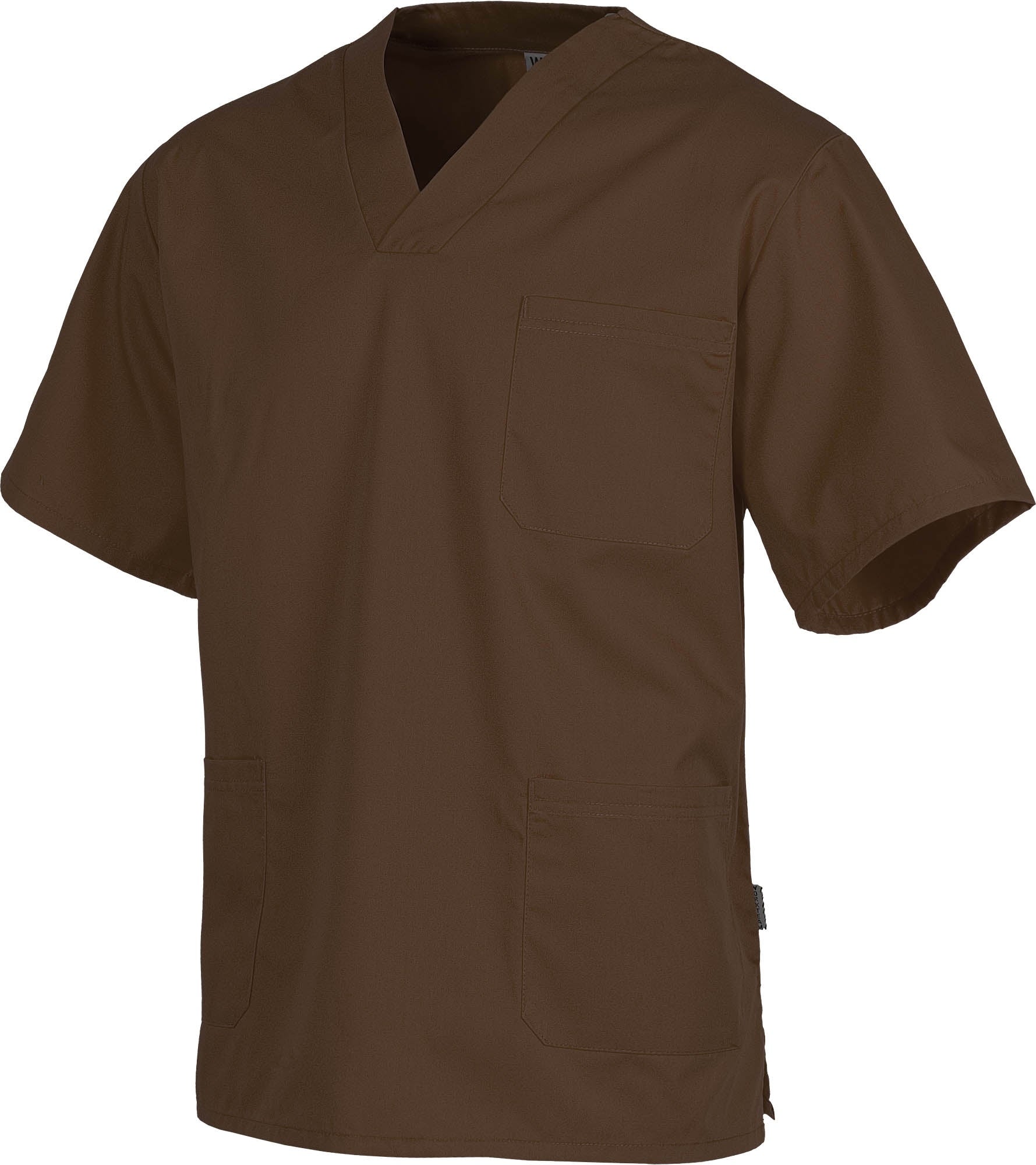 Casaca sanitario cuello de pico manga corta. Un bolsillo de pecho, dos bolsillos bajos. WTB9200