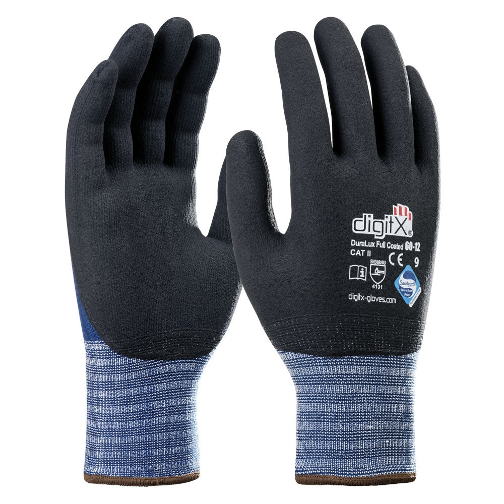 Guante de nylon totalmente recubierto de nitrilo sin costuras