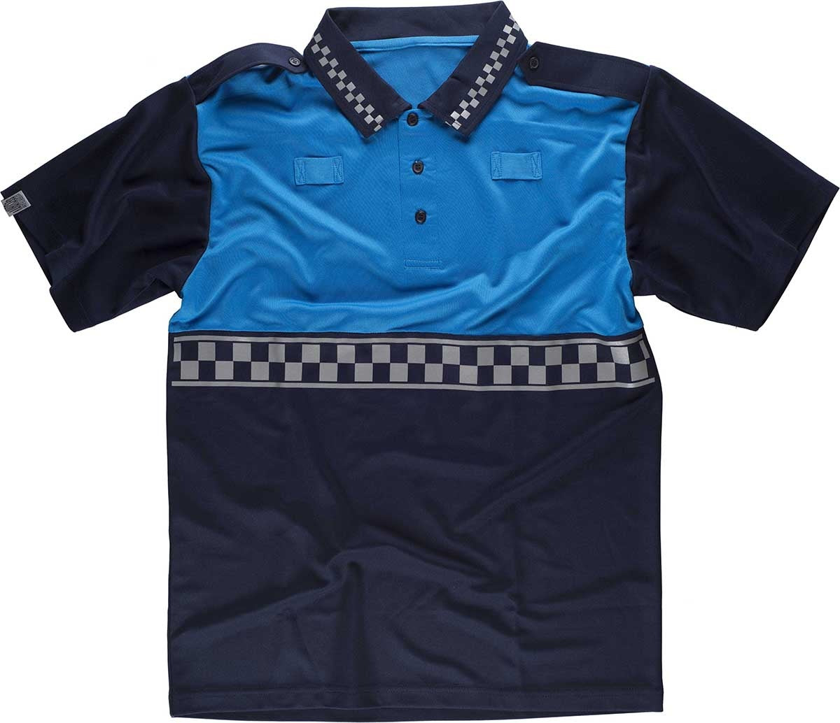 Polo policía manga corta combinado con cinta reflectante termosellada