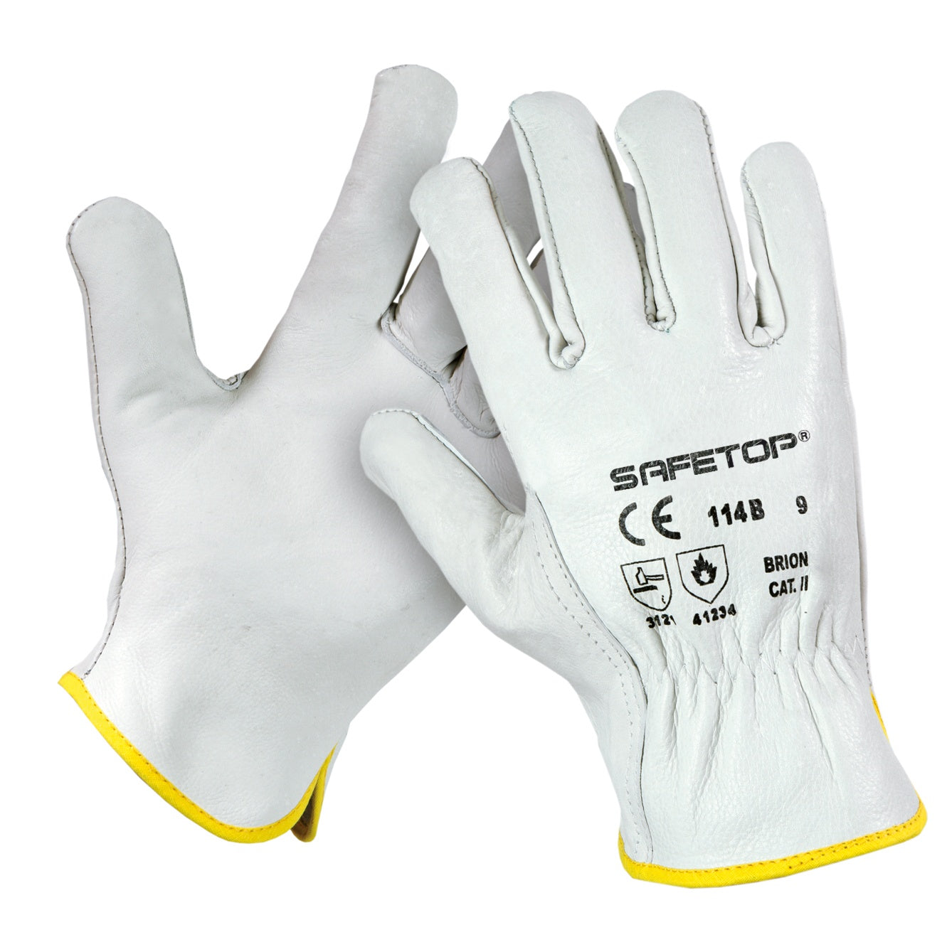 Guante de piel brión blanco