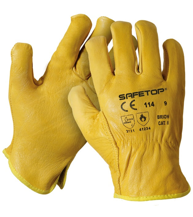 Guante de piel brión amarillo