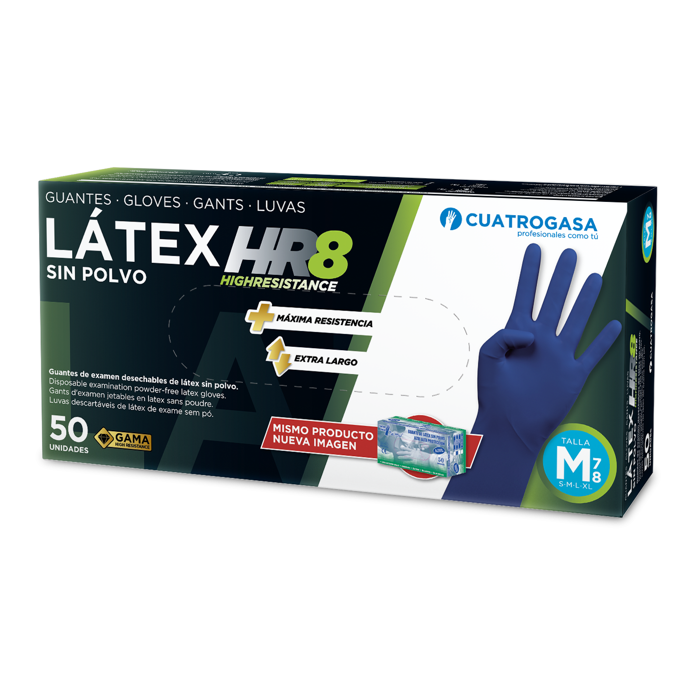 Guante de látex sin polvo alta protección