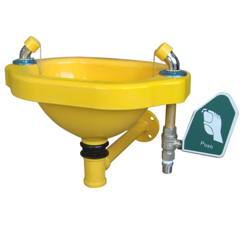 Lavaojos de pared con pulsador