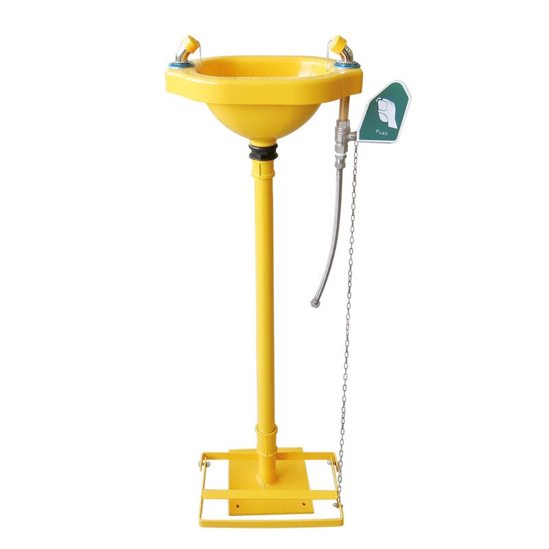 Lavaojos de pedestal con pulsador y pedal