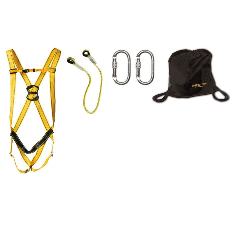 Kit compuesto de arnés + cuerda de 1m + bolsa