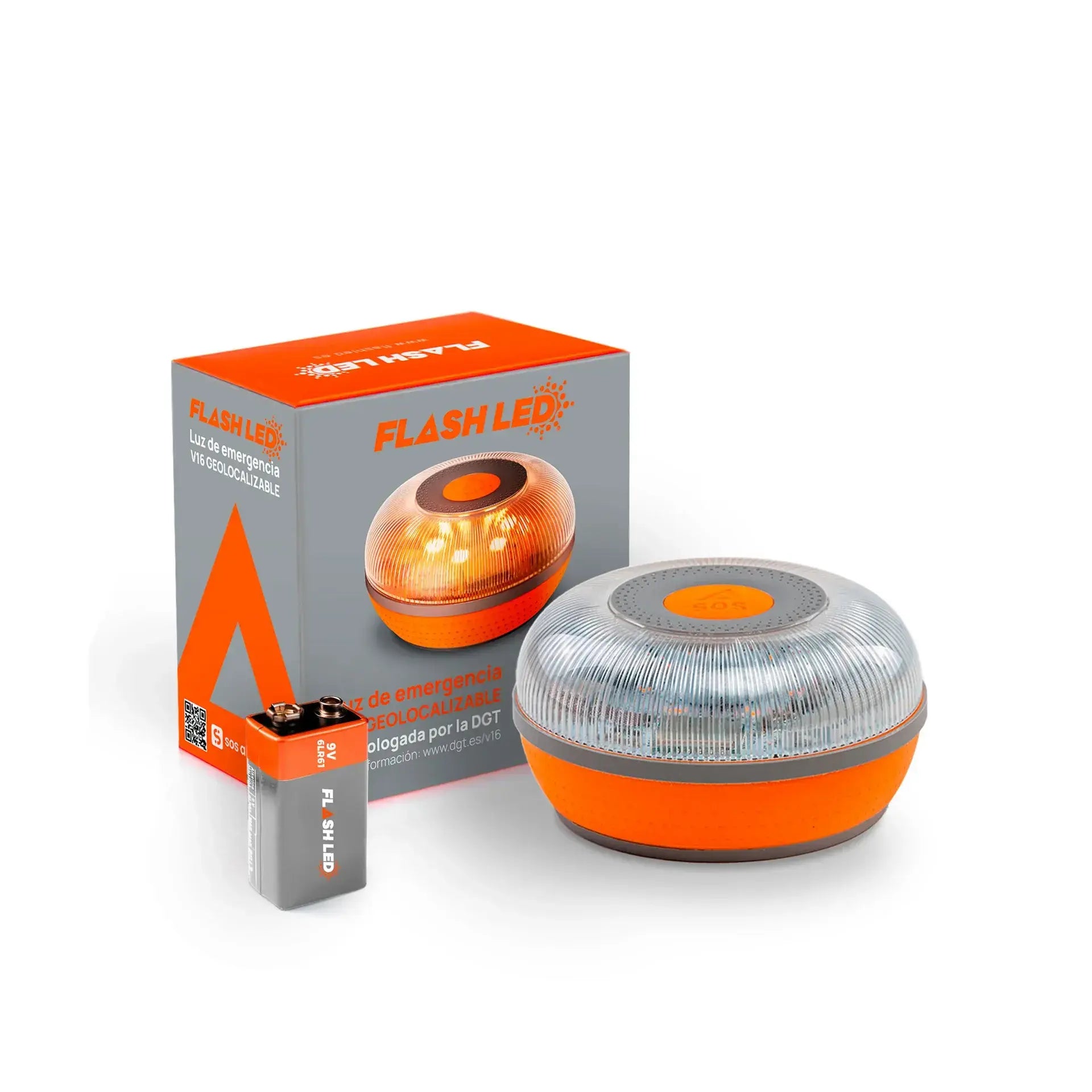 Baliza FlashLED SOS V16 IoT Conectada | Certificada por la DGT y Compatible con DGT 3.0