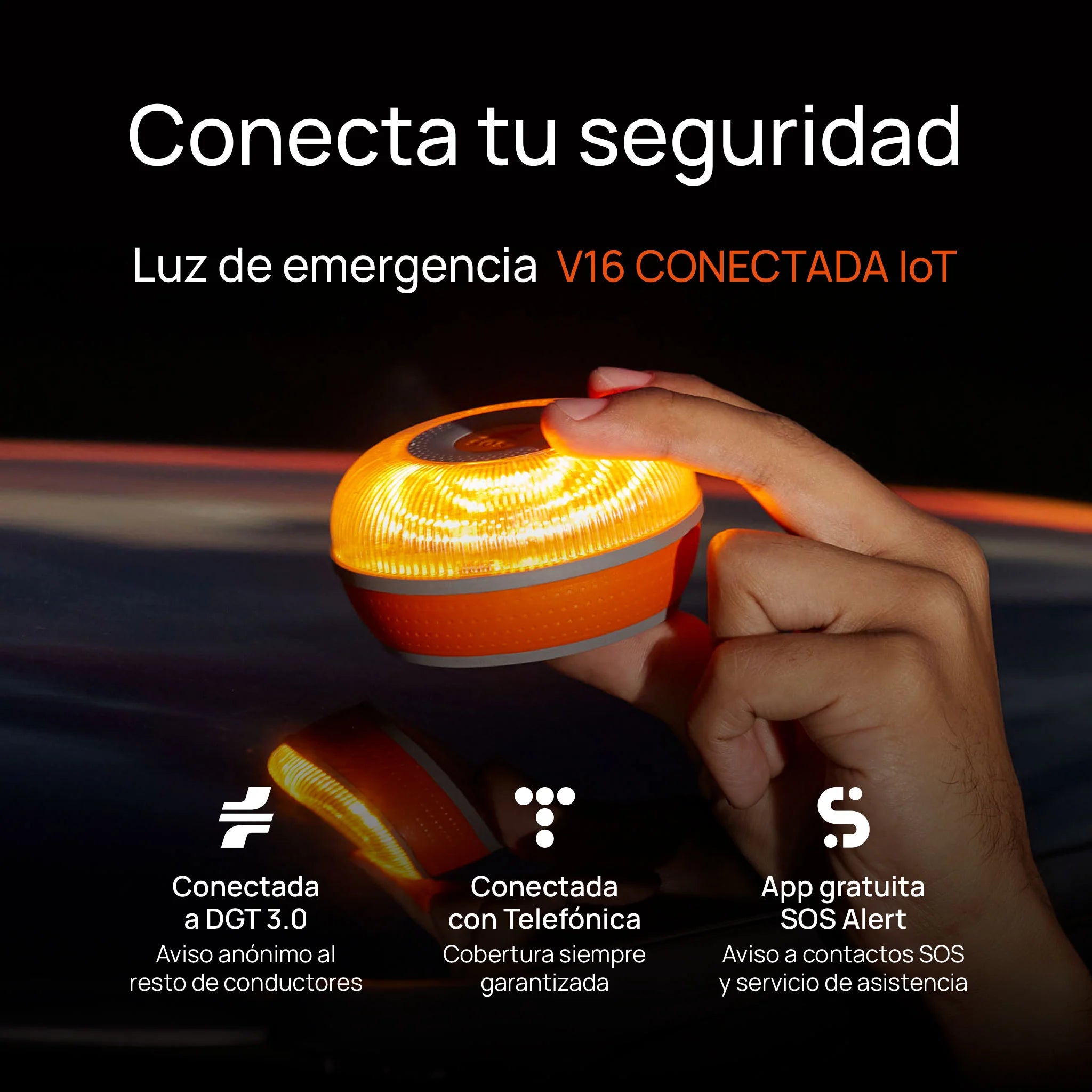 Baliza FlashLED SOS V16 IoT Conectada | Certificada por la DGT y Compatible con DGT 3.0