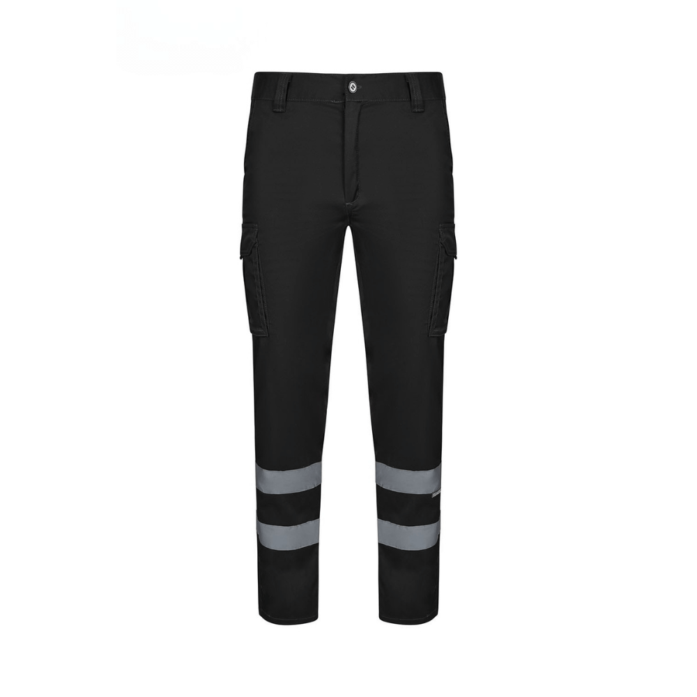 Calças elásticas com riscas refletoras