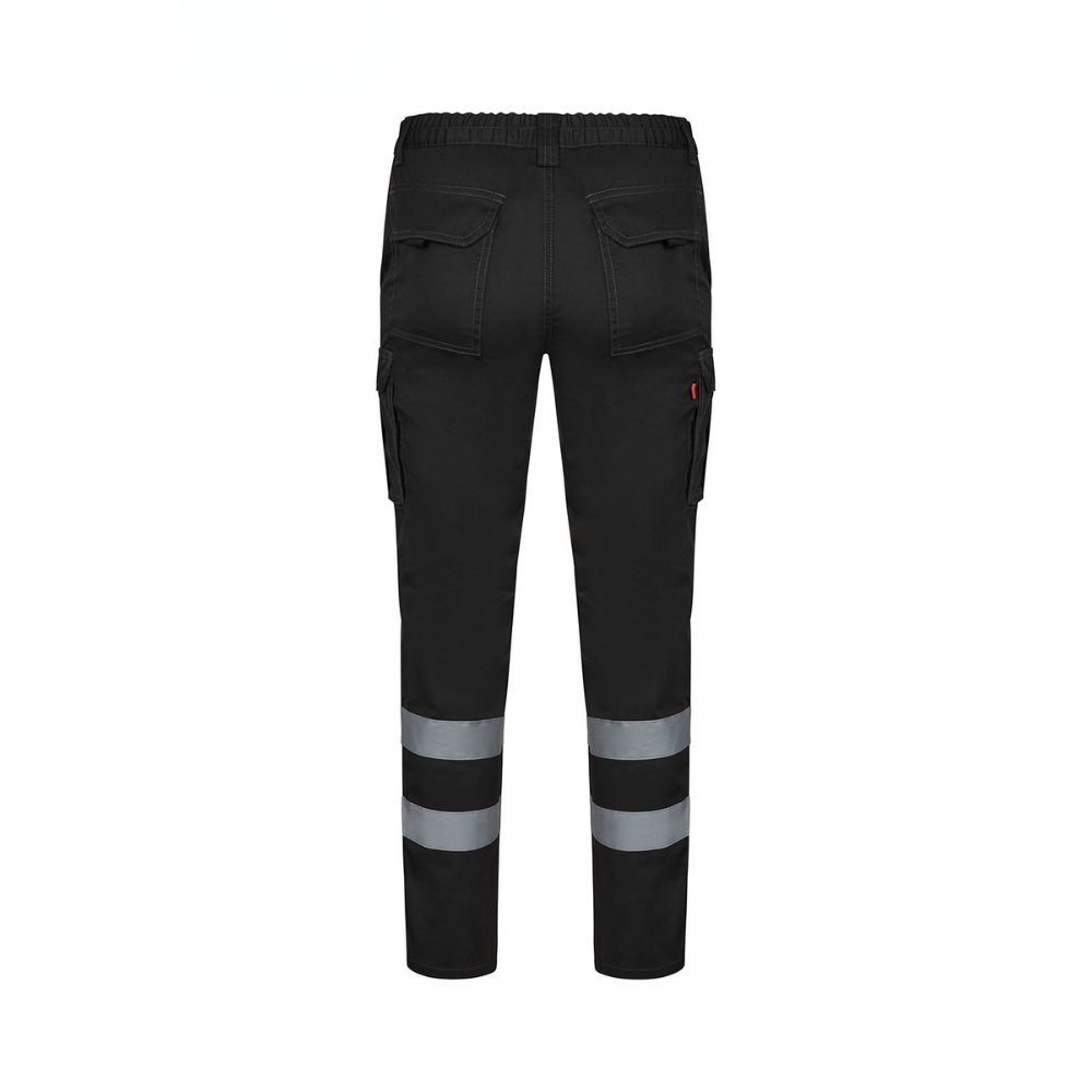 Calças elásticas com riscas refletoras