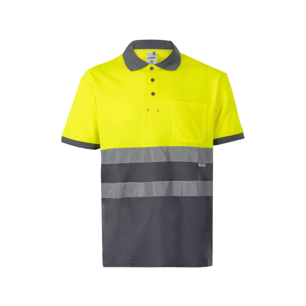 Polo algodón bicolor manga corta reflectante Velilla 305513