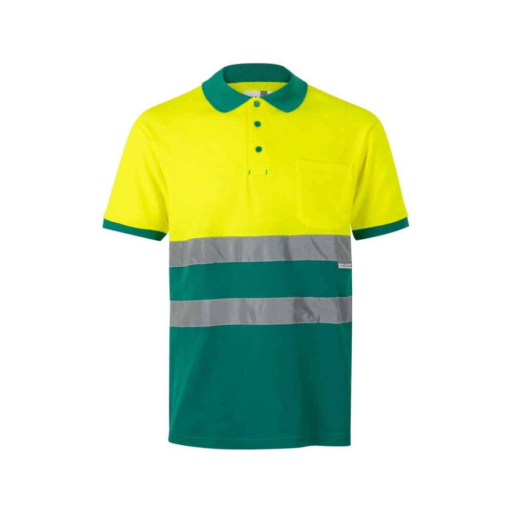 Polo algodón bicolor manga corta reflectante Velilla 305513