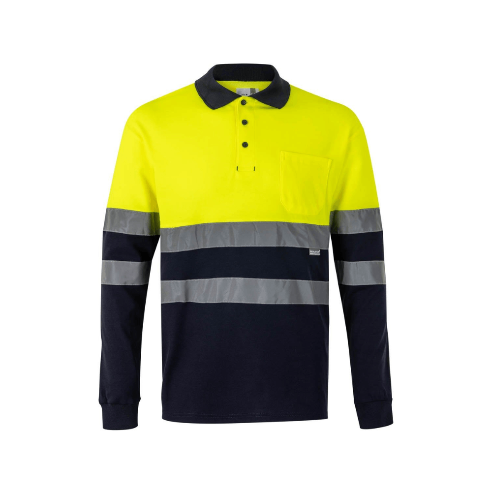 Polo algodão bicolor manga comprida refletor Velilla 305515
