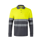Polo algodão bicolor manga comprida refletor Velilla 305515