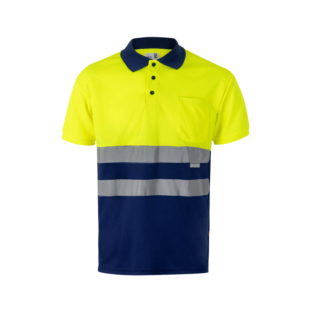 Polo bicolor manga corta reflectante Velilla 173