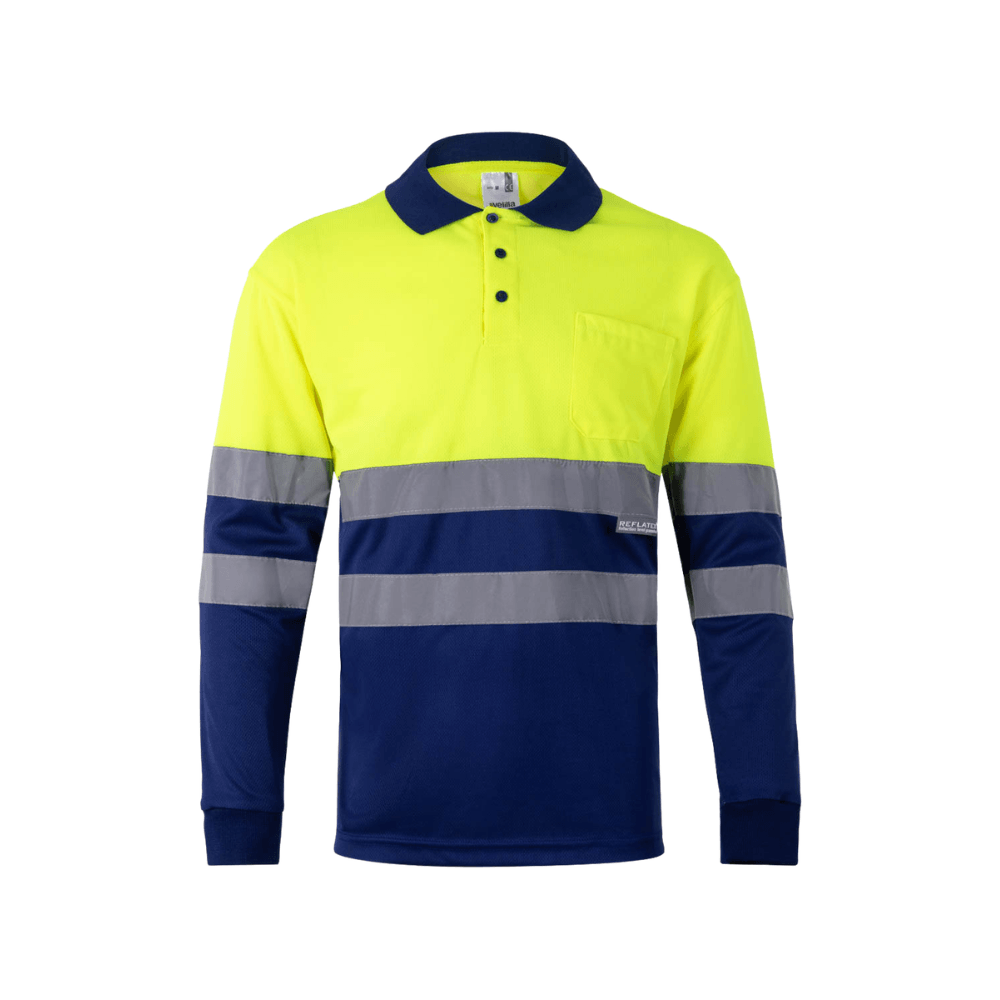 Polo bicolor manga larga reflectante Velilla 175