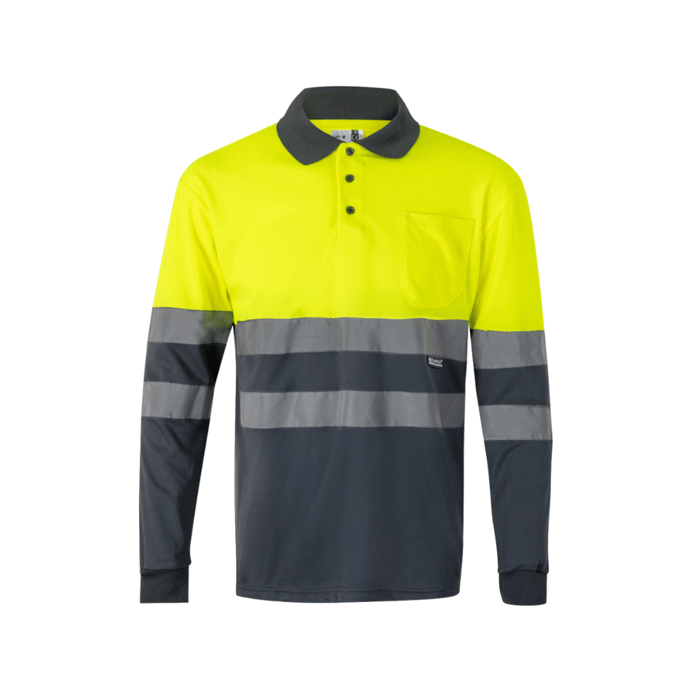 Polo bicolor de manga comprida refletor Velilla 175