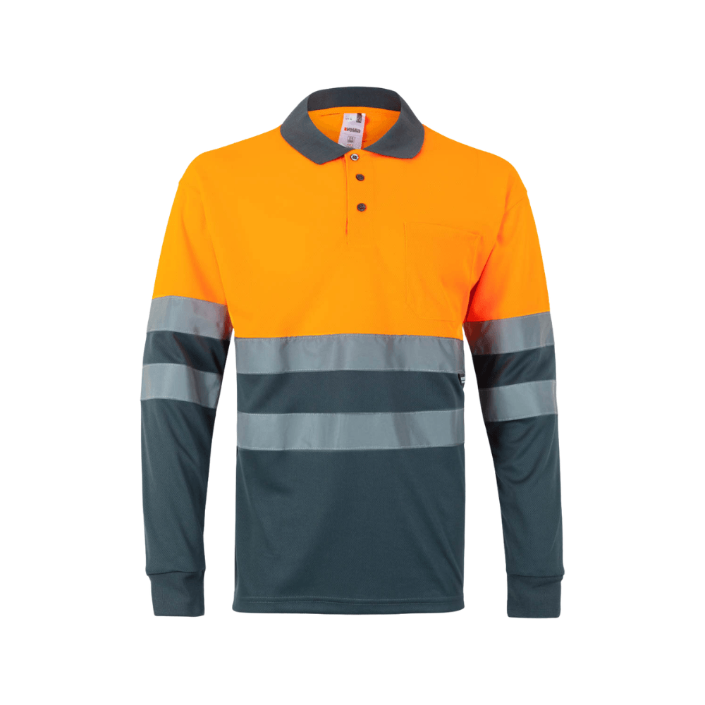 Polo bicolor manga larga reflectante Velilla 175