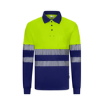 Polo poliéster reciclado bicolor manga larga con cintas segmentadas Velilla 305535