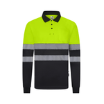 Polo poliéster reciclado bicolor manga larga con cintas segmentadas Velilla 305535