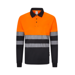 Polo poliéster reciclado bicolor manga larga con cintas segmentadas Velilla 305535